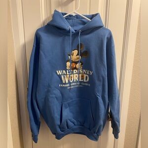 Walt Disney World M Hoodie Sweatshirt Blue Mickey Mouse Hanes Hooded Medium Med